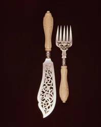 Fish-servers with carved ivory handles by J.Whipple and Co., Exeter, 1880